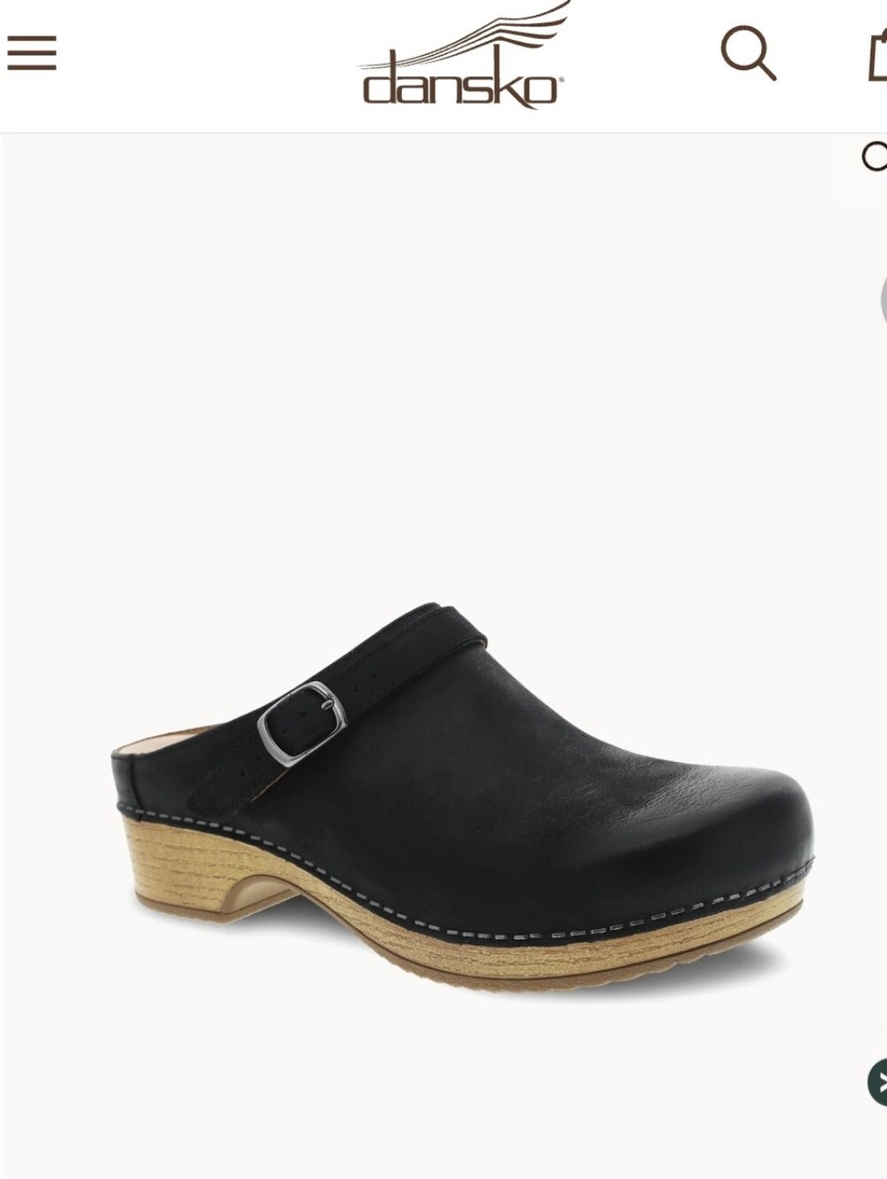 Dansko Black Leather Slip-On Clog with Buckle.Very Good Condition